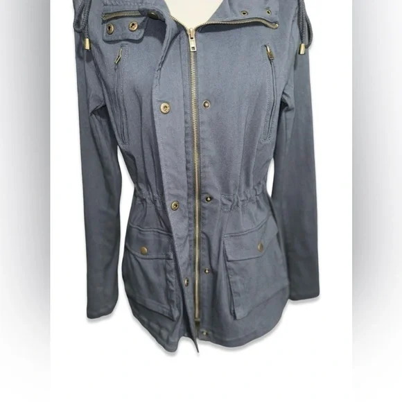 EDEN SOCIETY Holly Contrast Hood Cargo Jacket blue/gray size medium coat - Picture 6 of 13